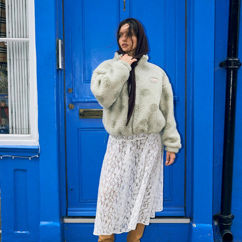 adult wool bomber jacket - polka dots