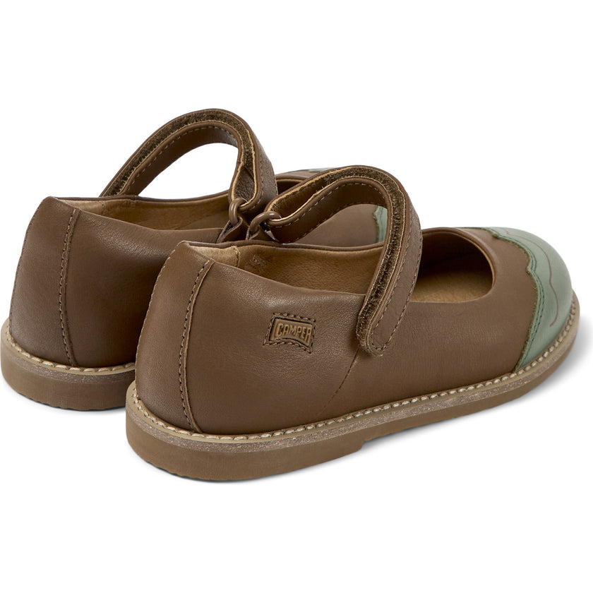 Savina Twins Leather Strap Ballerinas, Brown