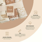 Kendi 3-pc. Newborn Cotton Burp Cloth Set (Safari Animal)
