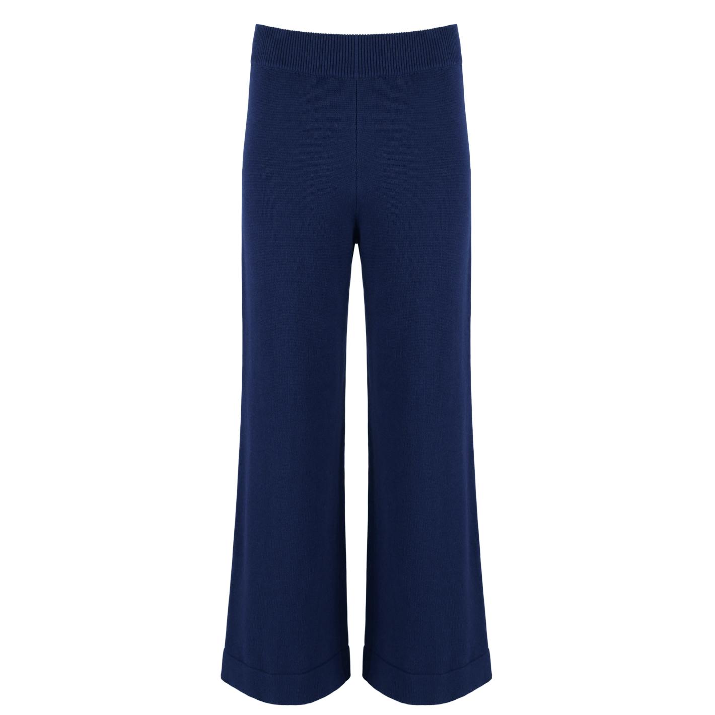 women's navy wide leg knit pant