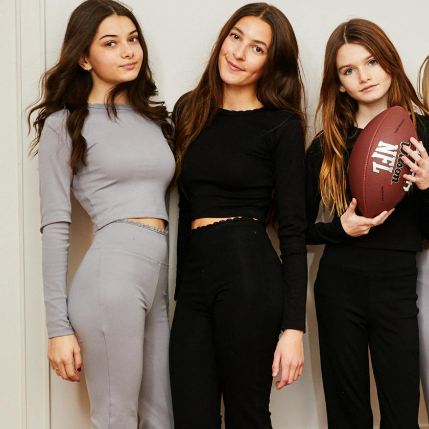 Lucy Grey Long Sleeve Crop Top