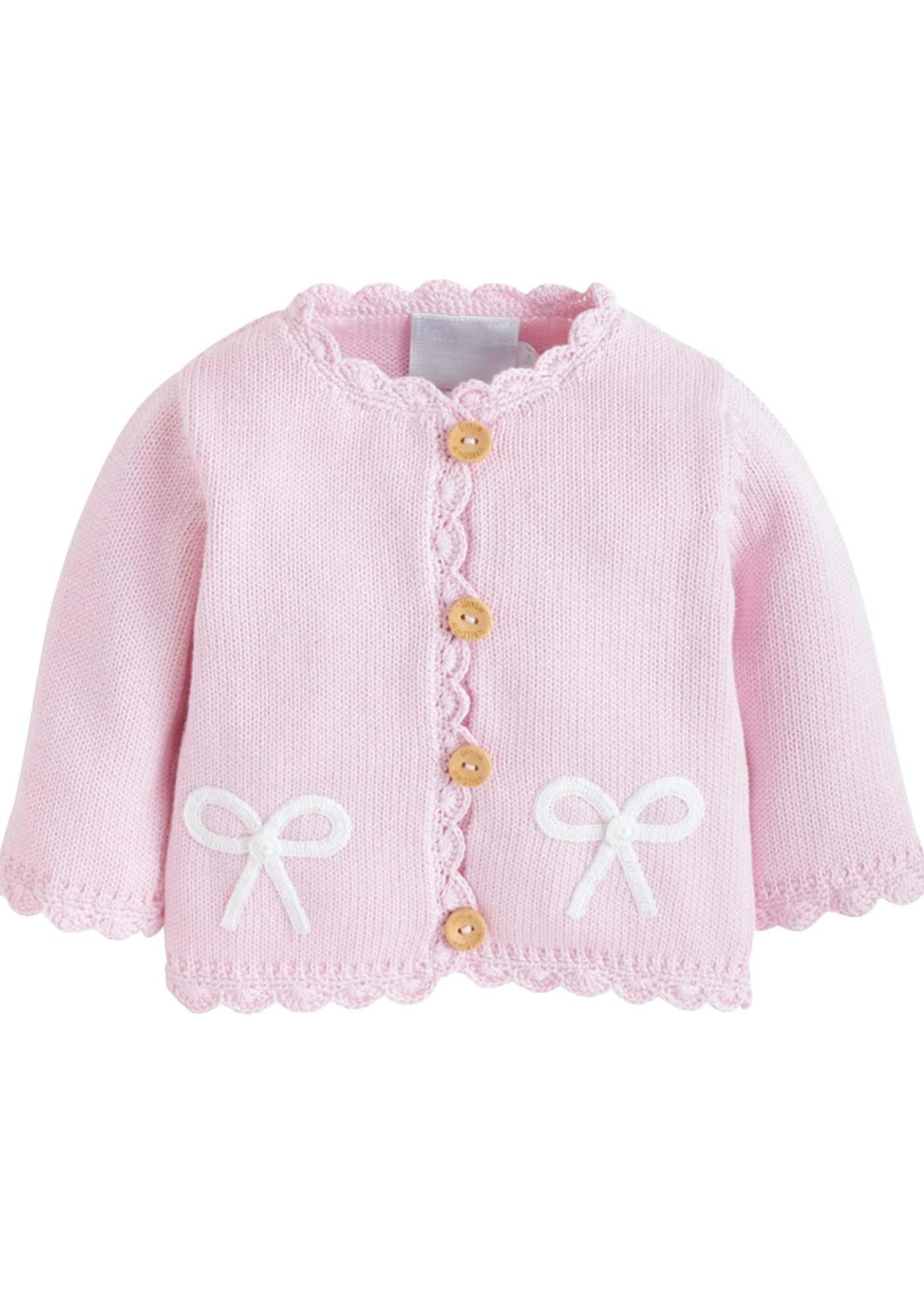 Crochet Cardigan - Pink Bow