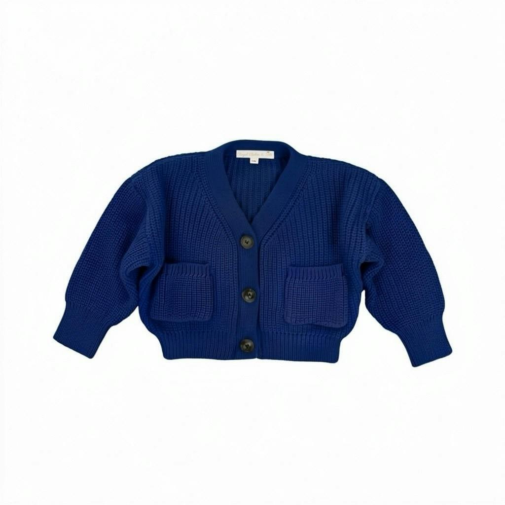 Navy Blue Oversized Knit Pocket Cardigan