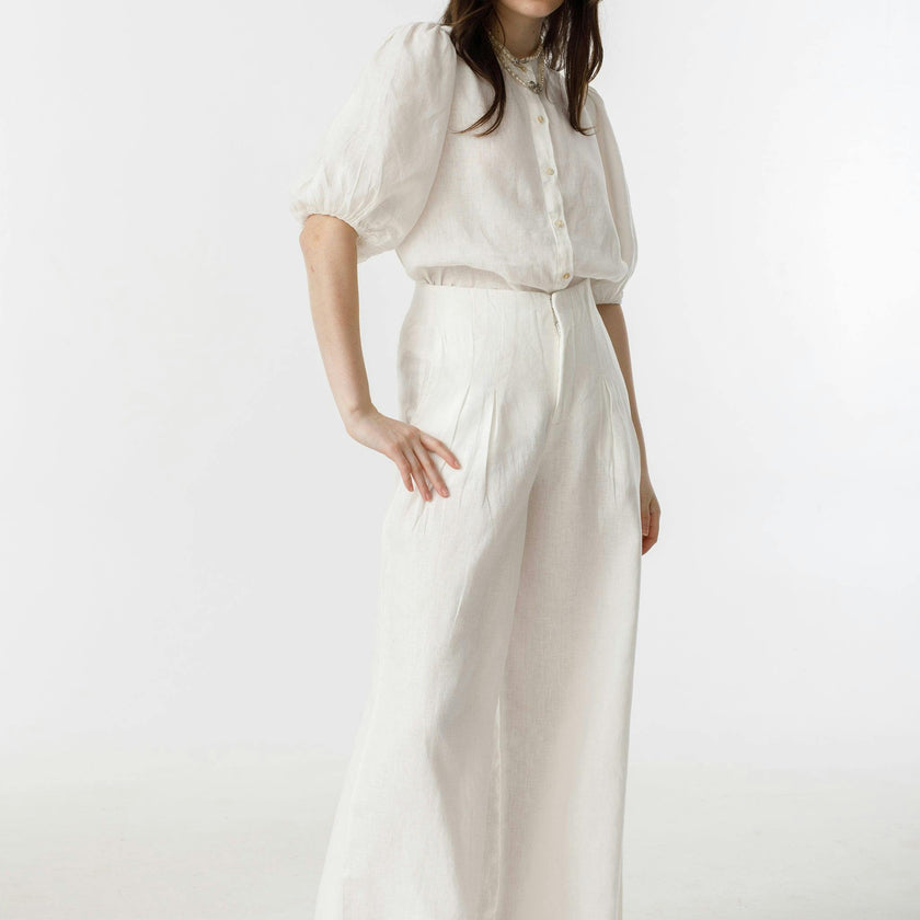 Culotte Linen Pants - Off White