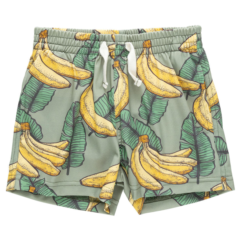 Boys Swim Trunk - Green Banana Leaves