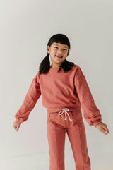 Girls Terry Crop Sweatshirt in Old Rose