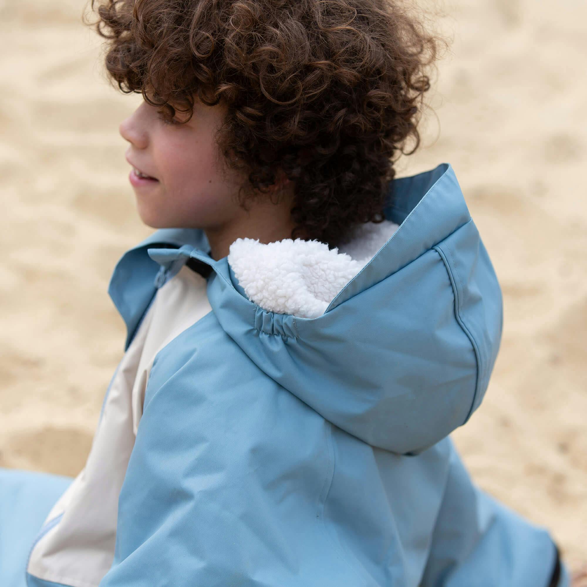 Hazy Blue Recycled Waterproof Robe, Blue