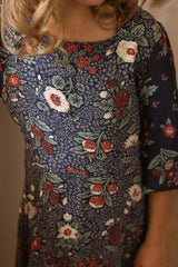 Mini Soleil Dress in Navy Etched Bloom