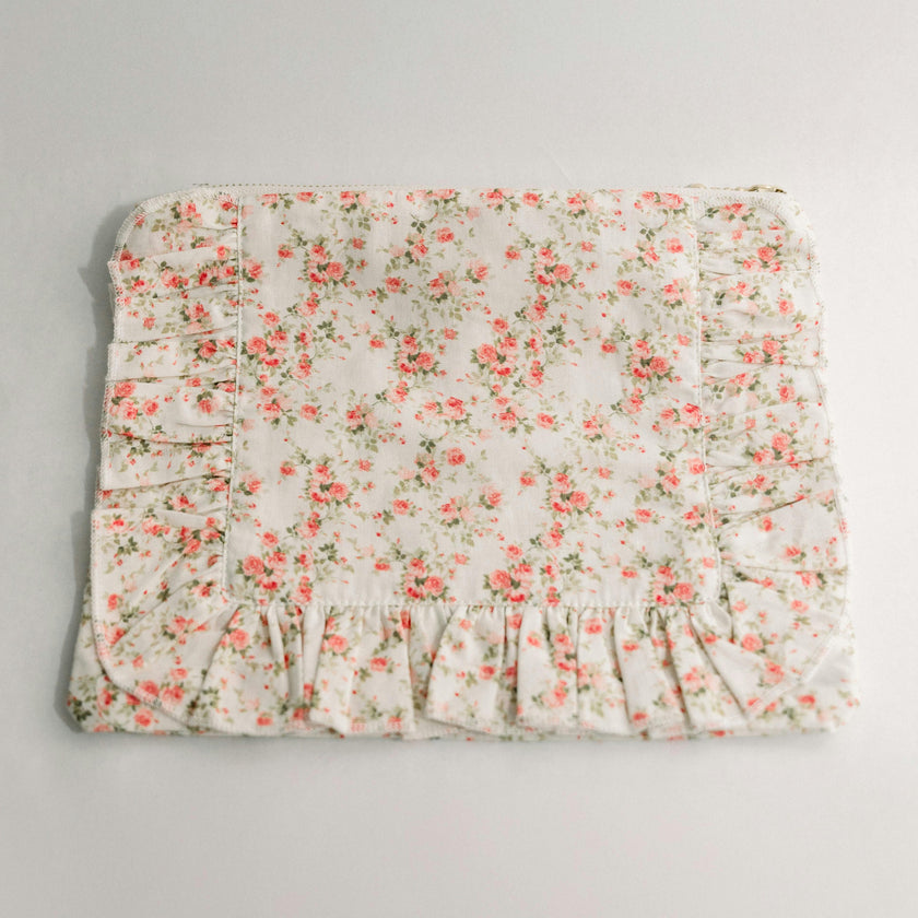 Briar Rose Timeless Floral Ruffle Zipper Pouch