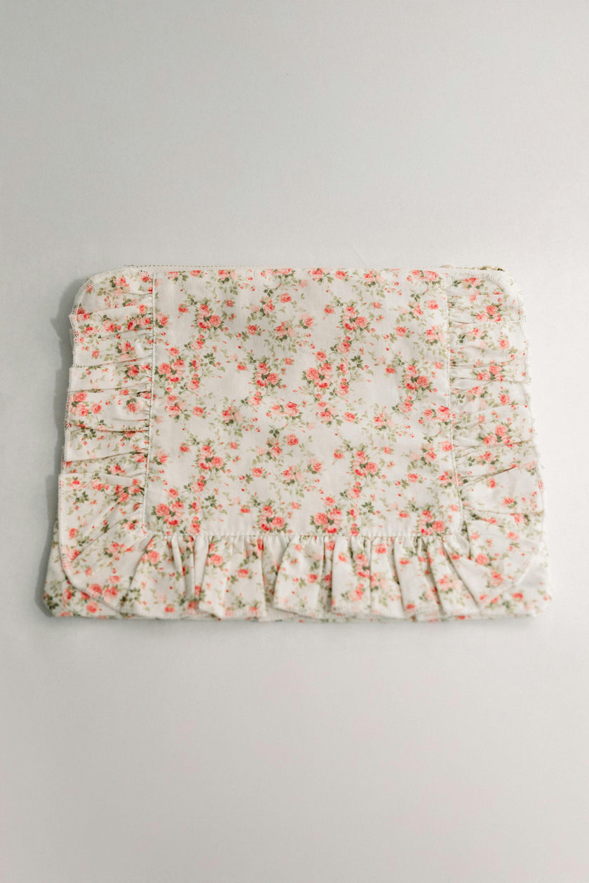 Briar Rose Timeless Floral Ruffle Zipper Pouch