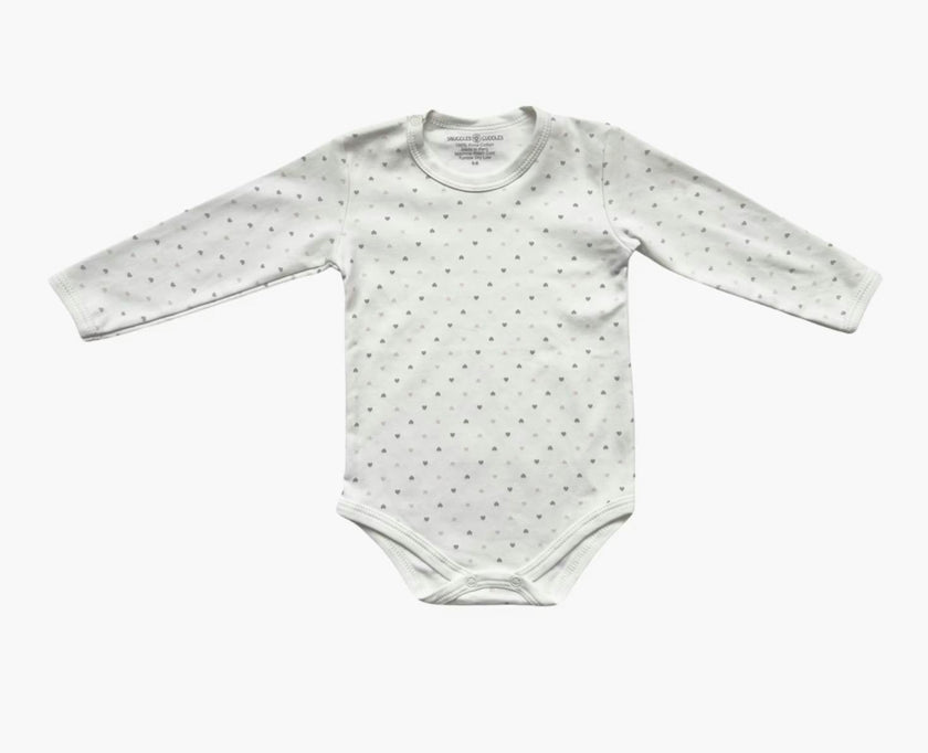 Hearts Print Long Sleeve Bodysuit | 100% Peruvian Pima Cotton