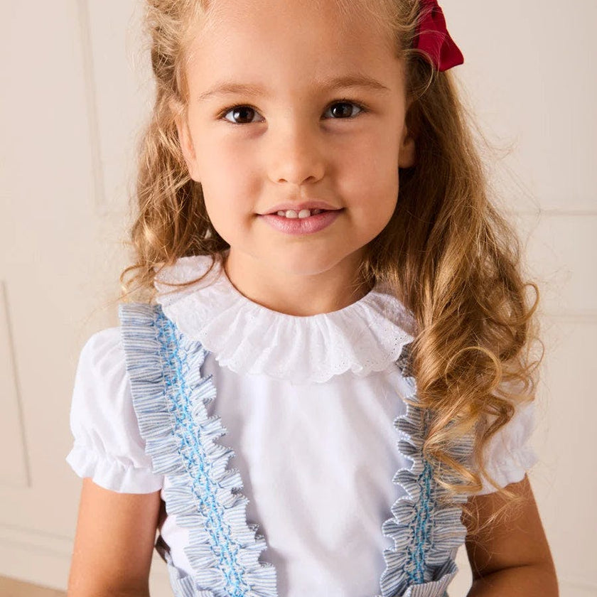 Broderie Anglaise Frill Collar Top in White (2-12yrs)