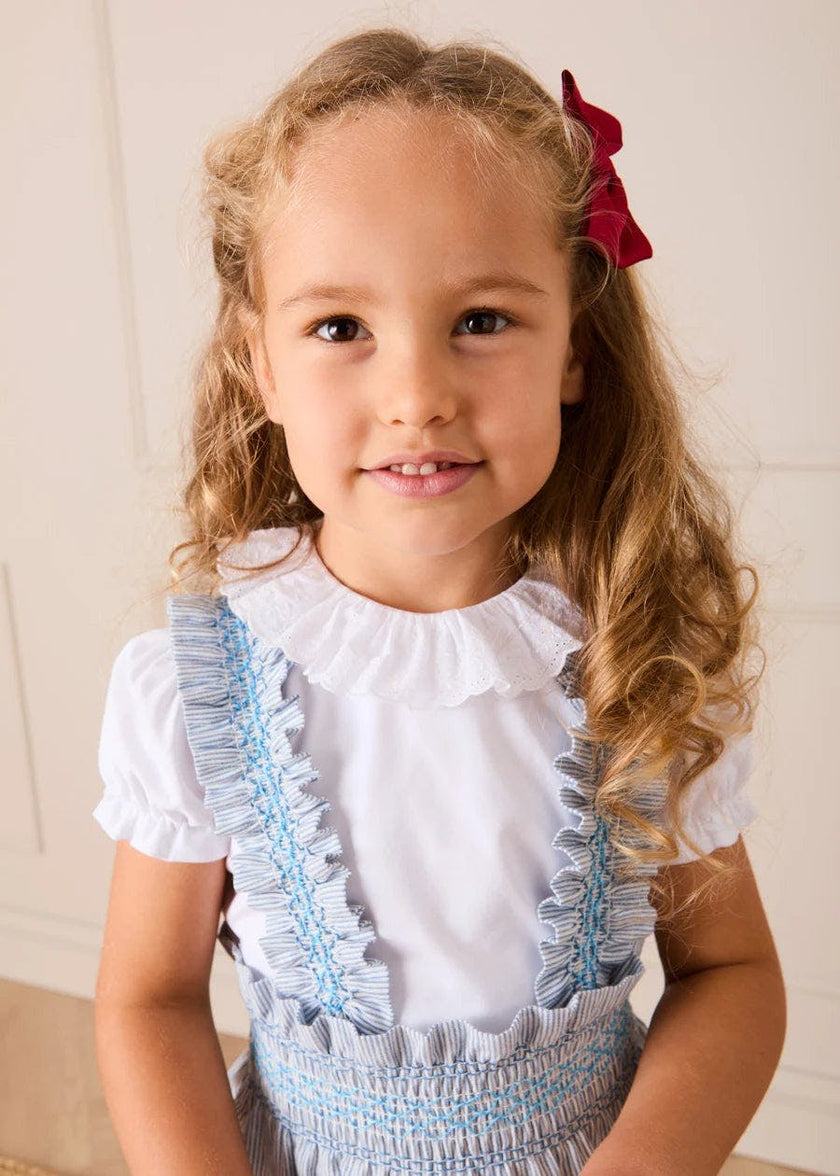 Broderie Anglaise Frill Collar Top in White (2-12yrs)