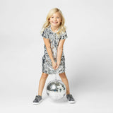 Coco Sequin Girls Party Dress, Silver