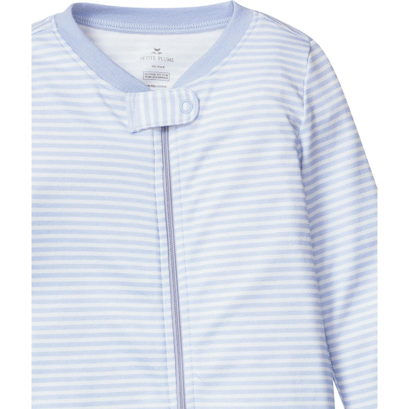 Baby's Pima Ruffle Collar Romper in Pink Stripe
