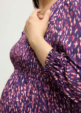 Smocked Sateen Maternity and Nursing Midi Dress