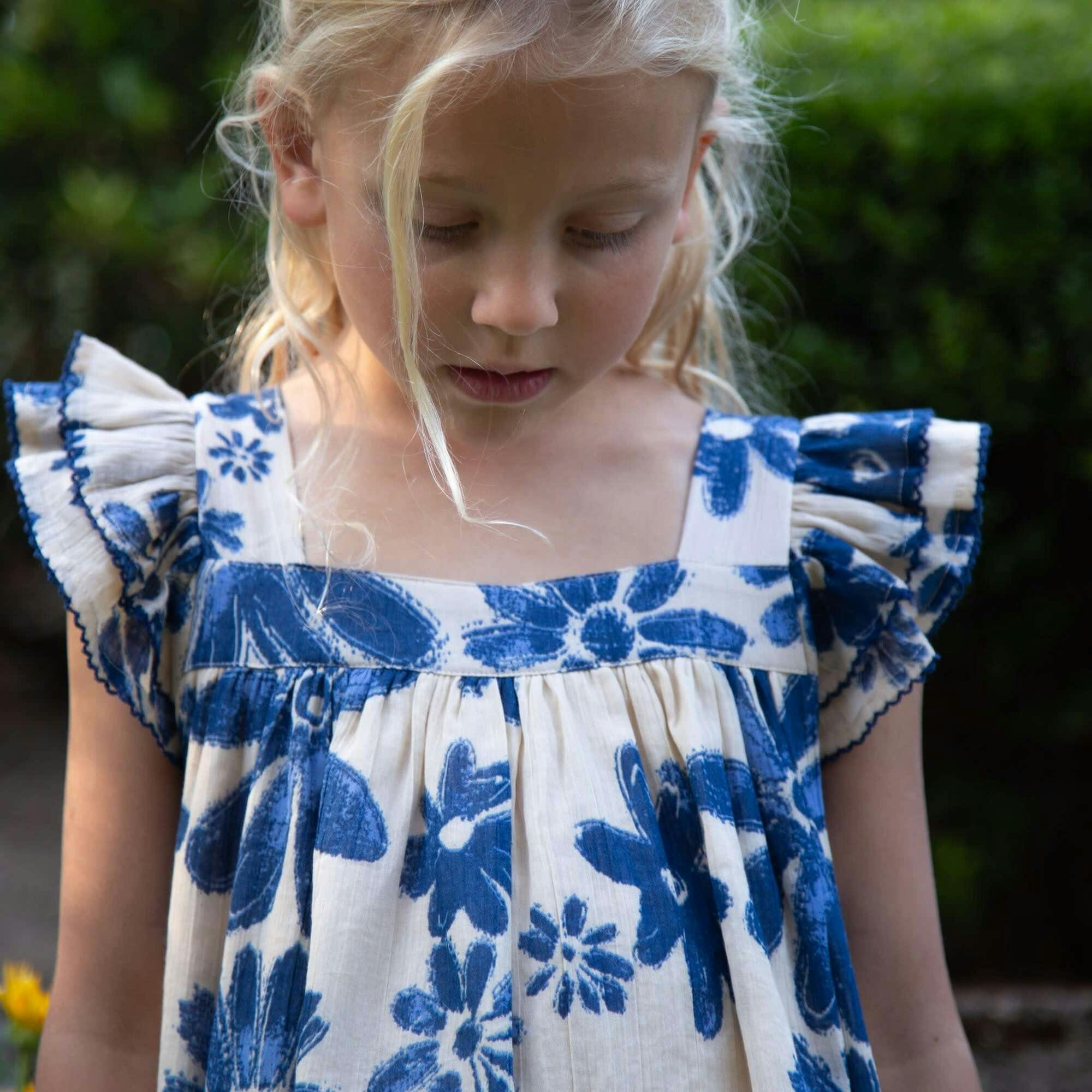 Girls Everly Square Neck Dress | Daisy Blue