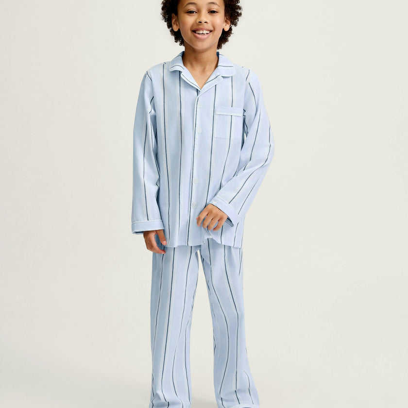 Kid's Twill Pajama Set in Coastal Stripe