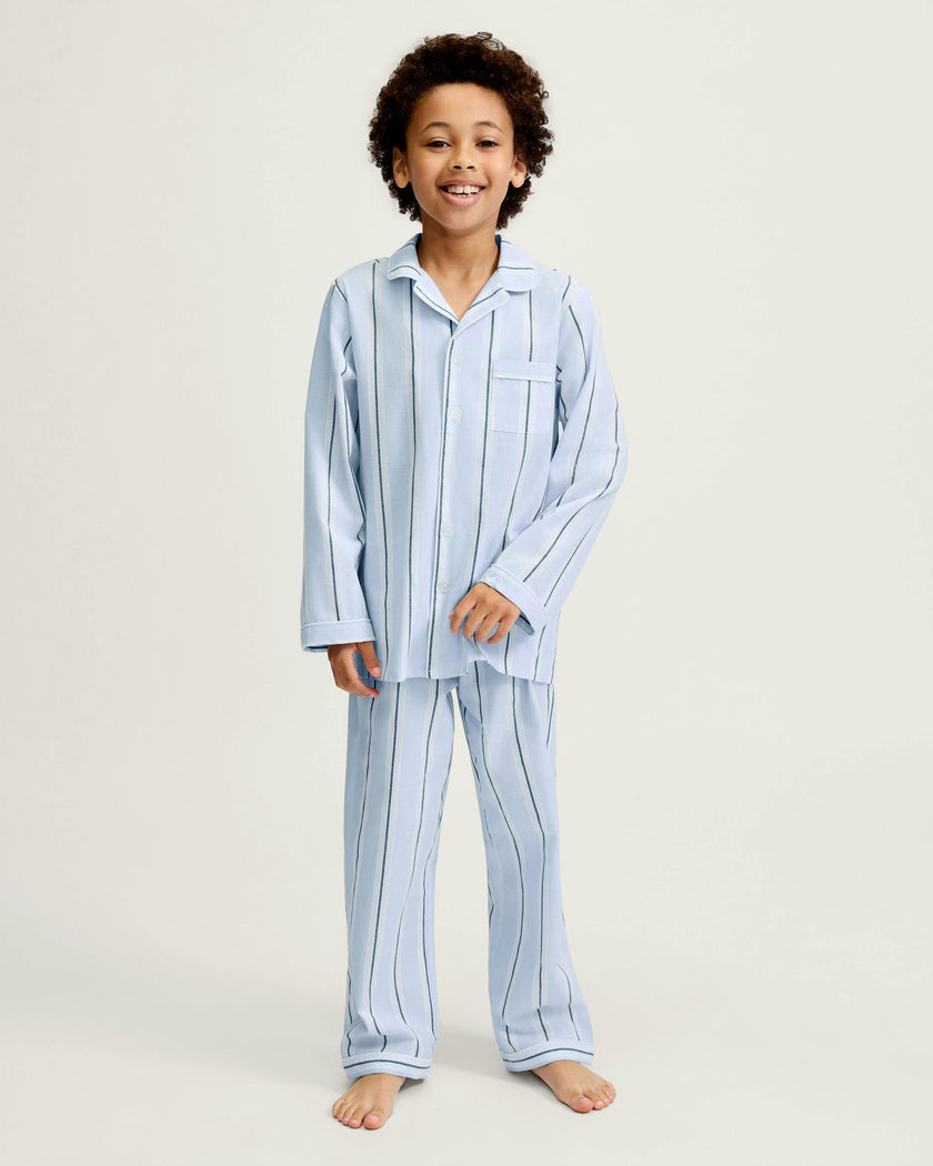 Kid's Twill Pajama Set in Coastal Stripe