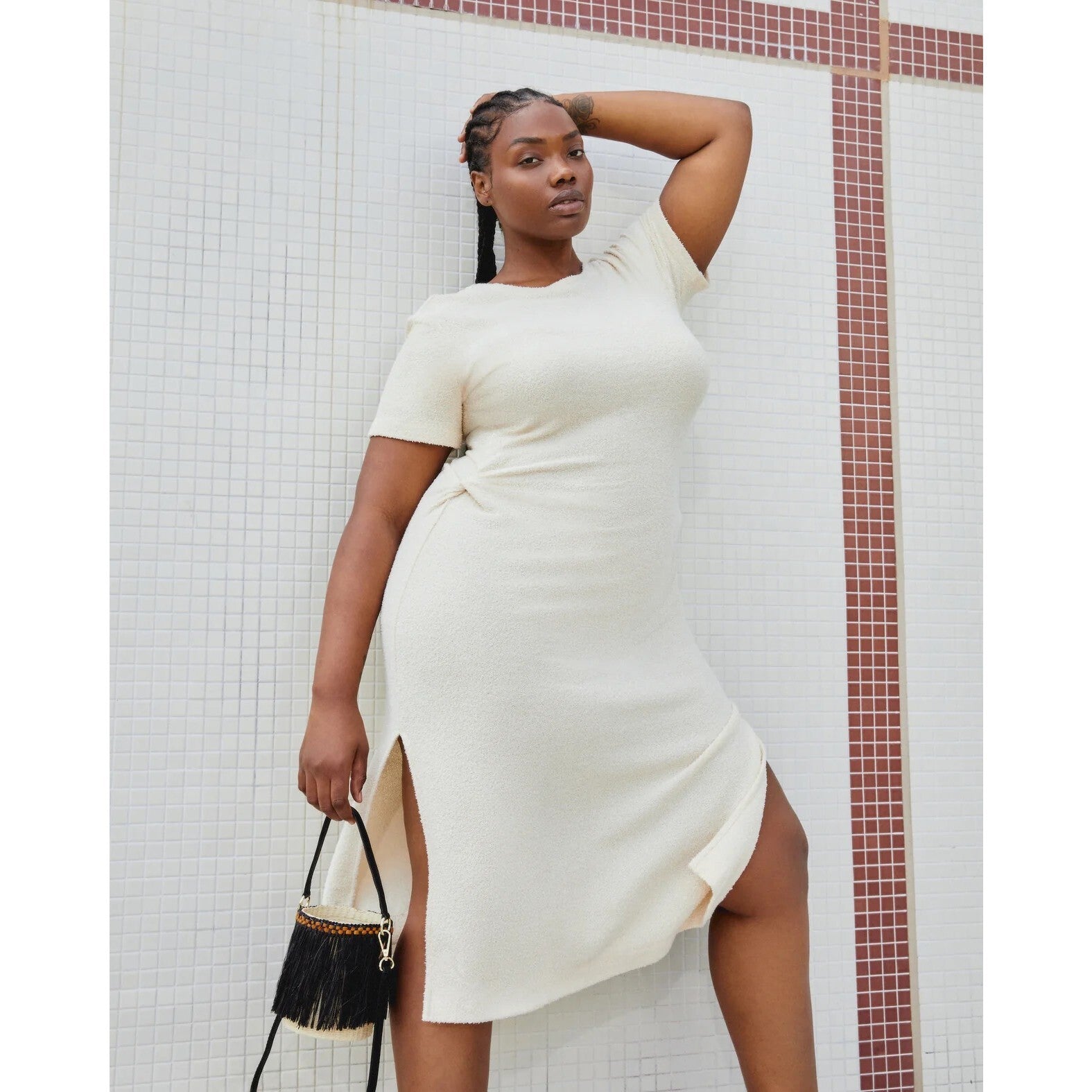 Women's Short Sleeve Aurora Dress, Cream