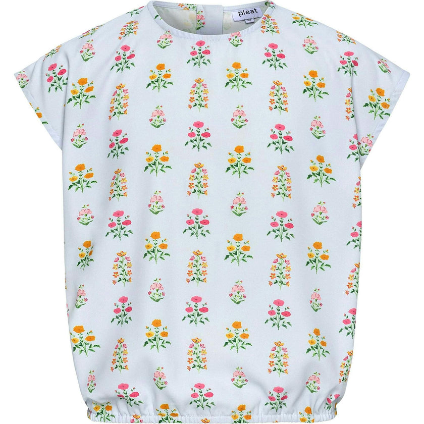 Emma Top White Floral Block Print