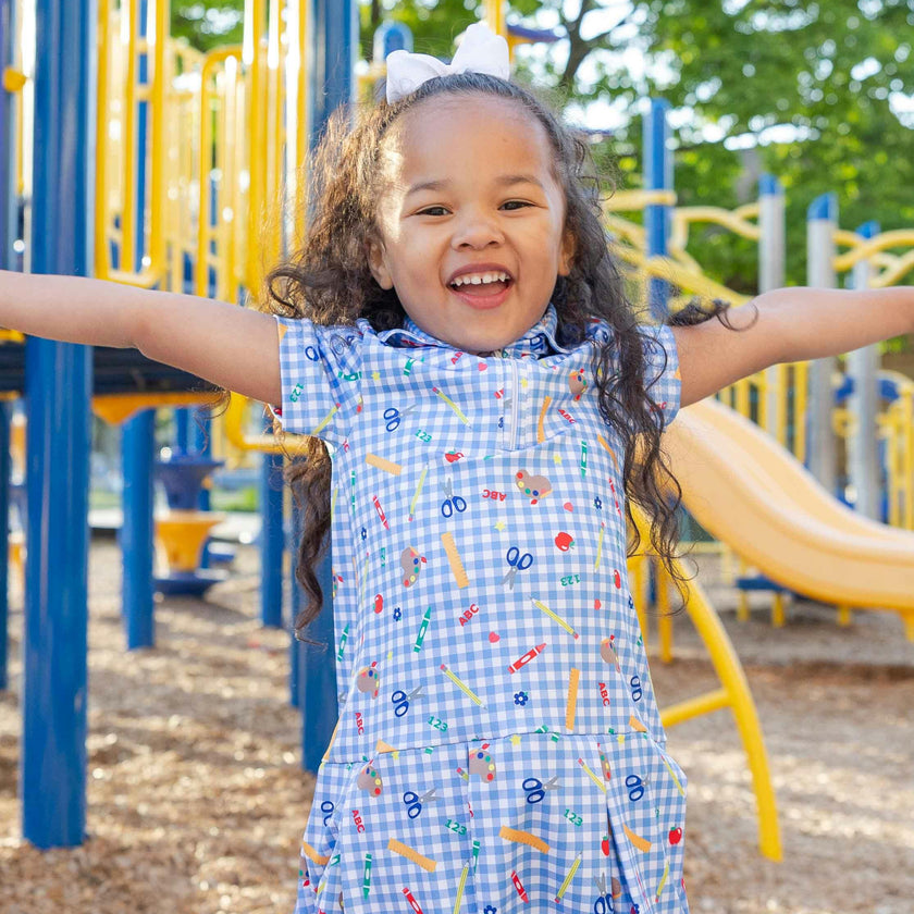 School Print Performance Knit Dress