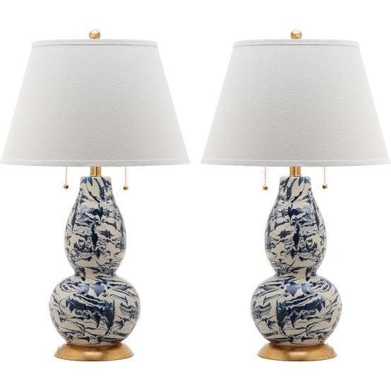 Set of 2 Color Swirls Glass Lamps