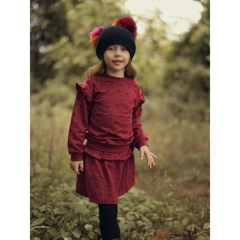 Ruffle Pine Crew Neck Ruffle Shoulder Long Sleeve Sweater