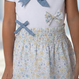 Fiona Girl Skirt, Yellow Blue Flowery