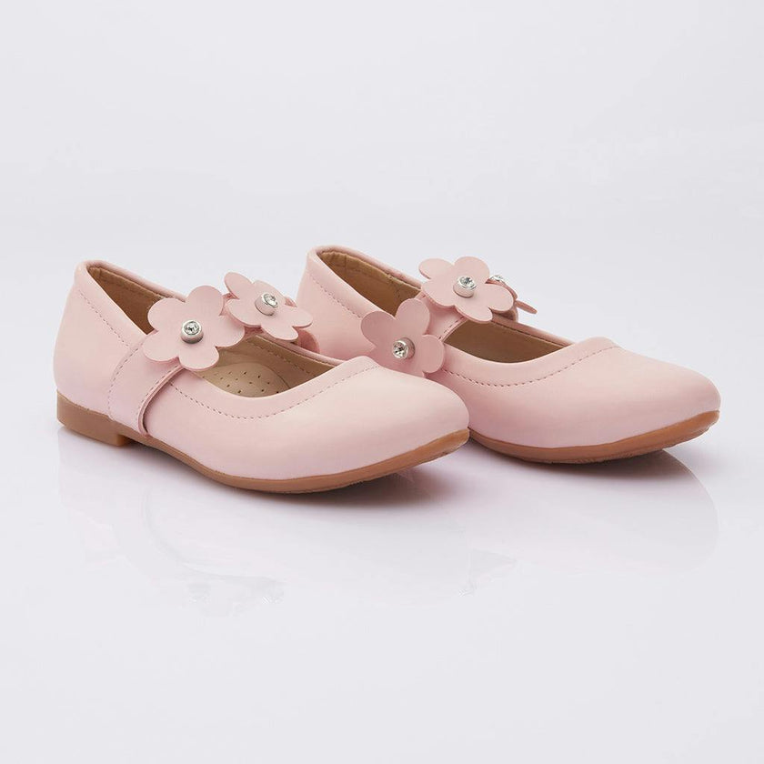 Pink Flower Strap Flats