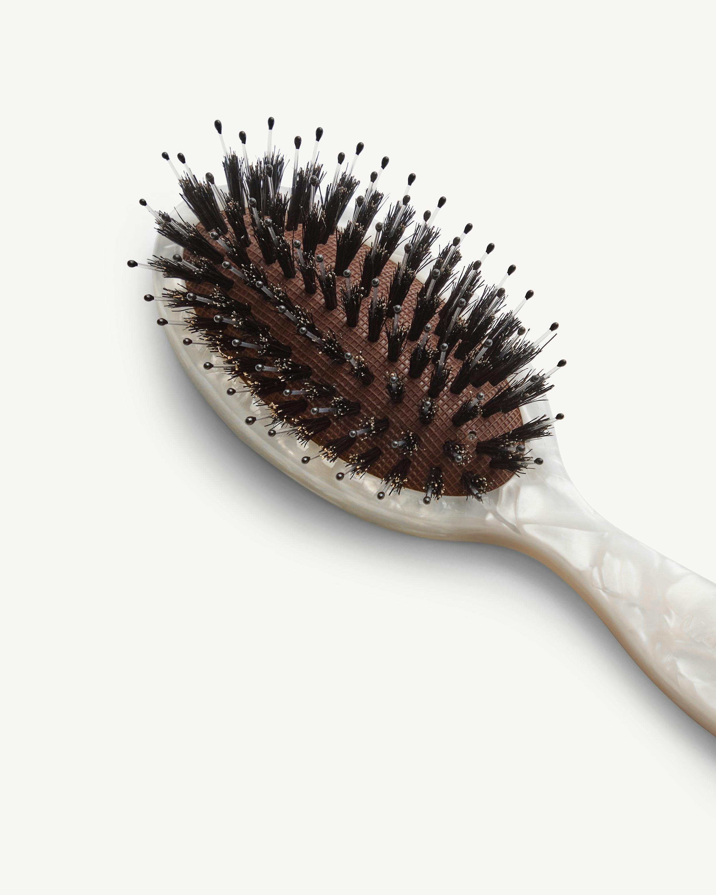 Travel Hair Brush in White Shell