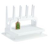PopYum Glacier White Drying Rack from 100% Recycled Bottles with Silicone Drying Mat, countertop for Baby Bottles, Plastic Bags, Cups, Compact