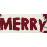 Hand Felted Wool Christmas Pillow - MERRY Wreath on Cream - 20"
