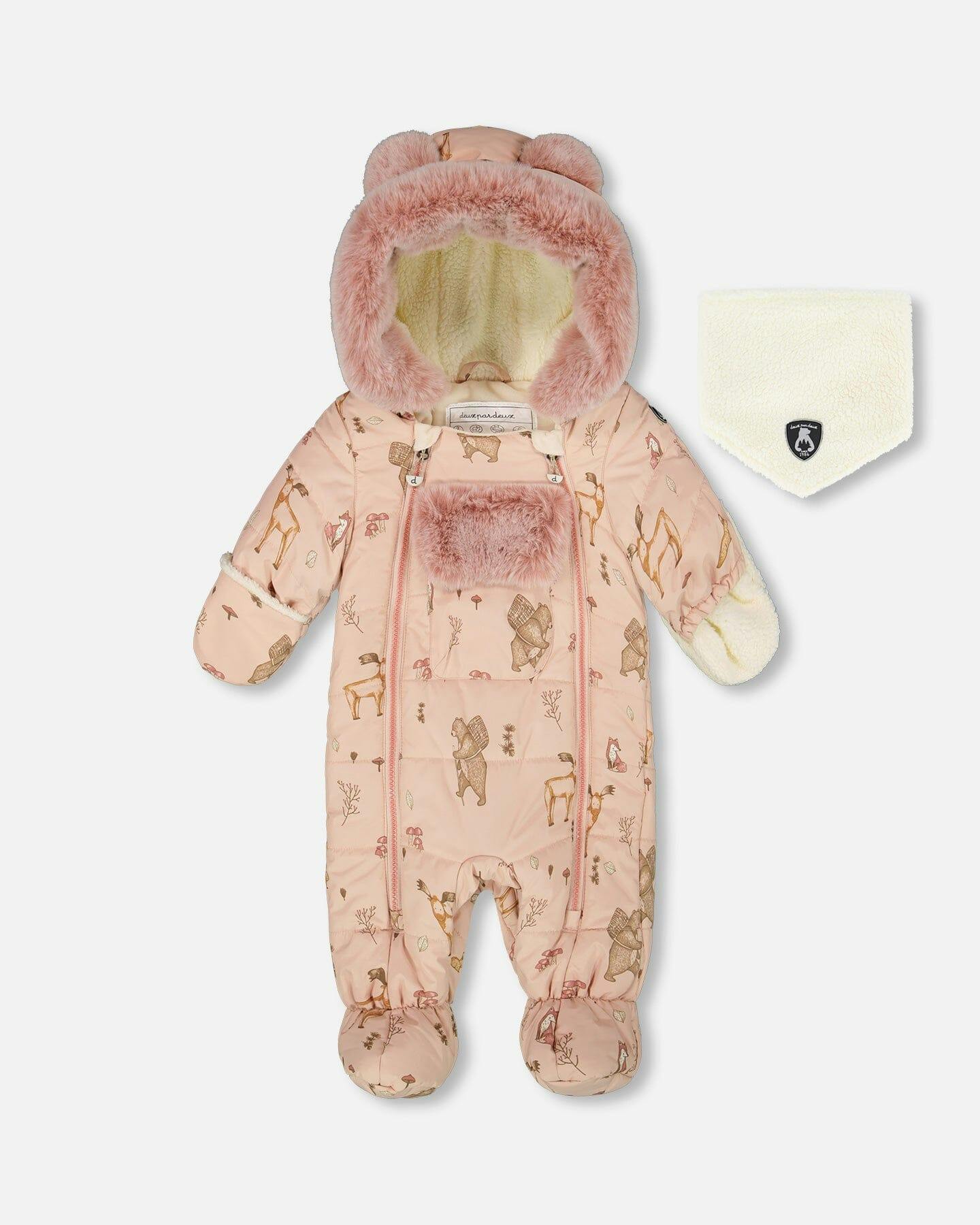 One-Piece Baby Layette Snowsuit Designed for Car Seat