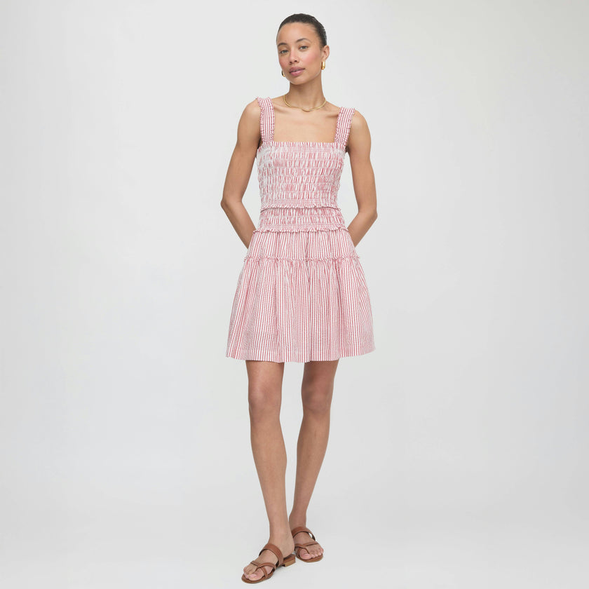 The Azalea Mini Nap Dress - Red Ticking Stripe