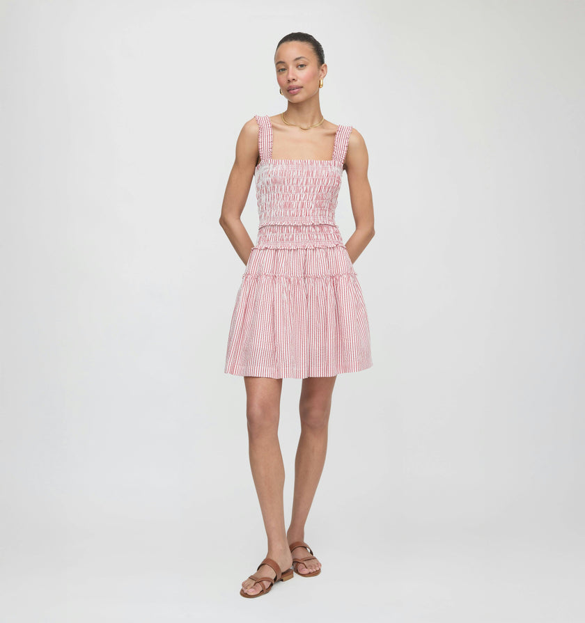 The Azalea Mini Nap Dress - Red Ticking Stripe