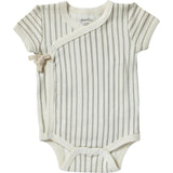 Organic Stripes Away Short Sleeve Kimono One-Piece, Grey