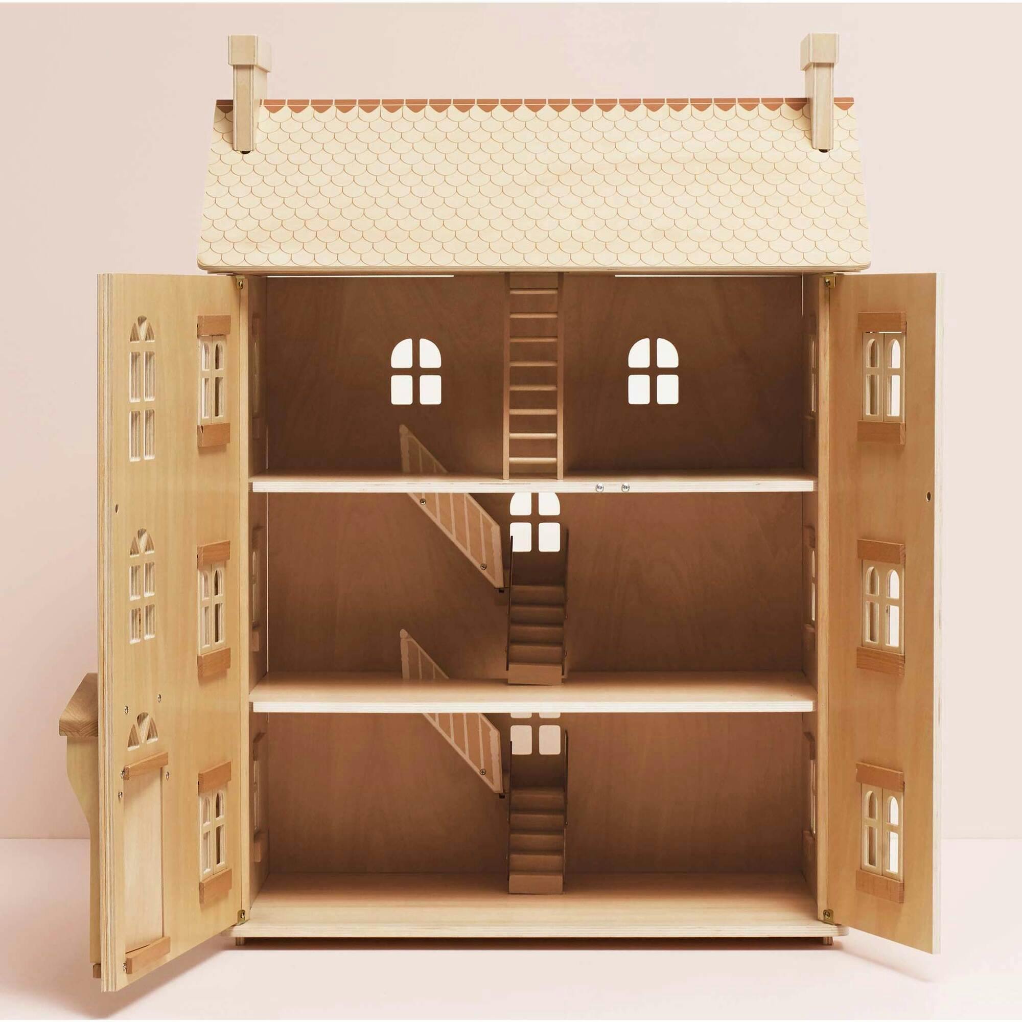 Grand Natural Wood Dolls House