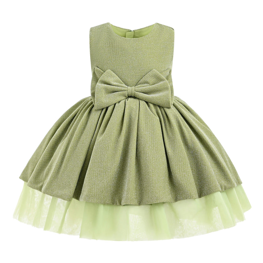 Green Isalyn Glitter Bow Dress