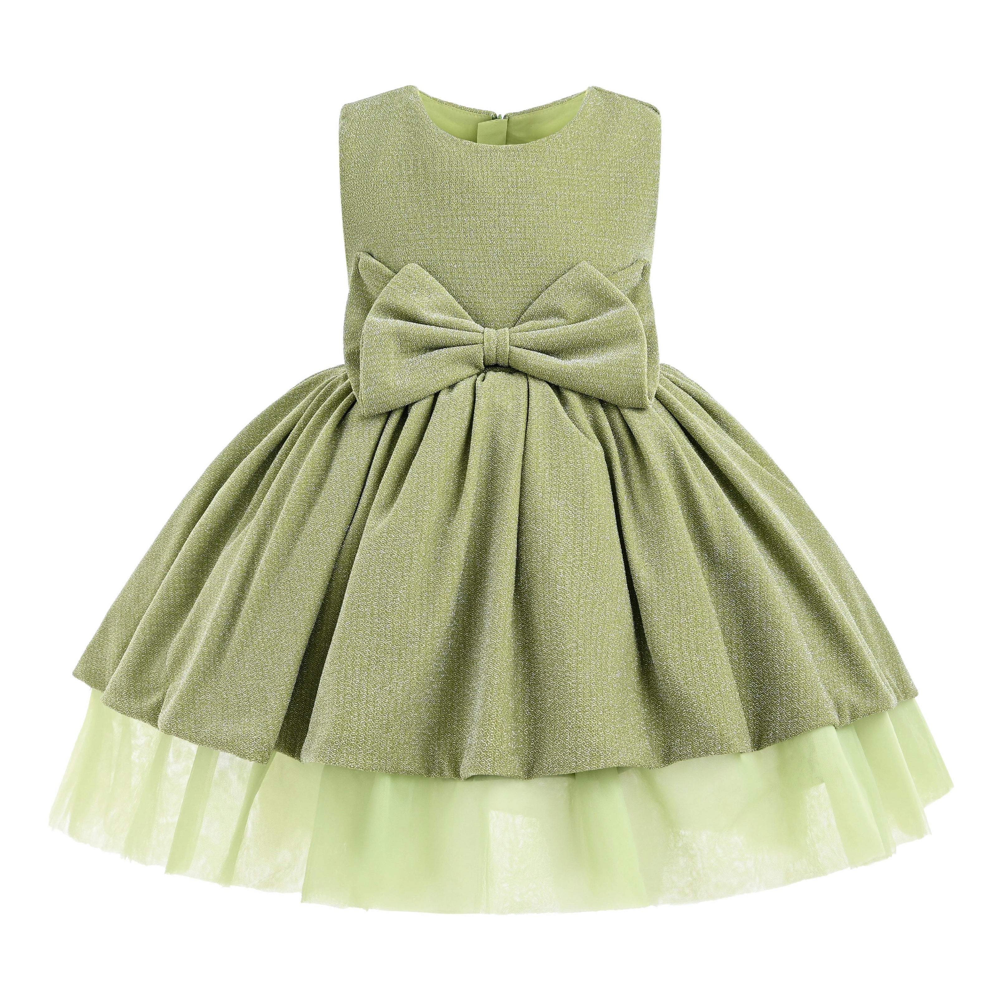 Green Isalyn Glitter Bow Dress