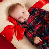 Magnetic Ruffle Romper HOLIDAY PLAID