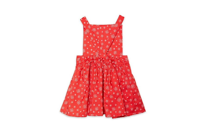 Pinafore Print Elastic Waist Full Skirt Dress
