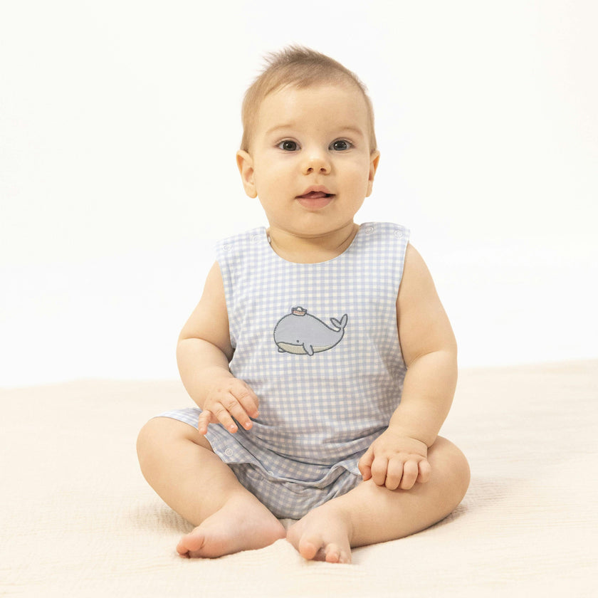 Bubbly Sailor Whales Blue - Sleeveless Jon Jon