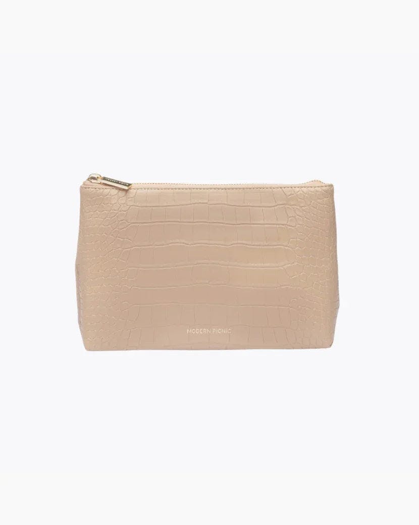 Insulated Small Snack Pouch, Cream Croc