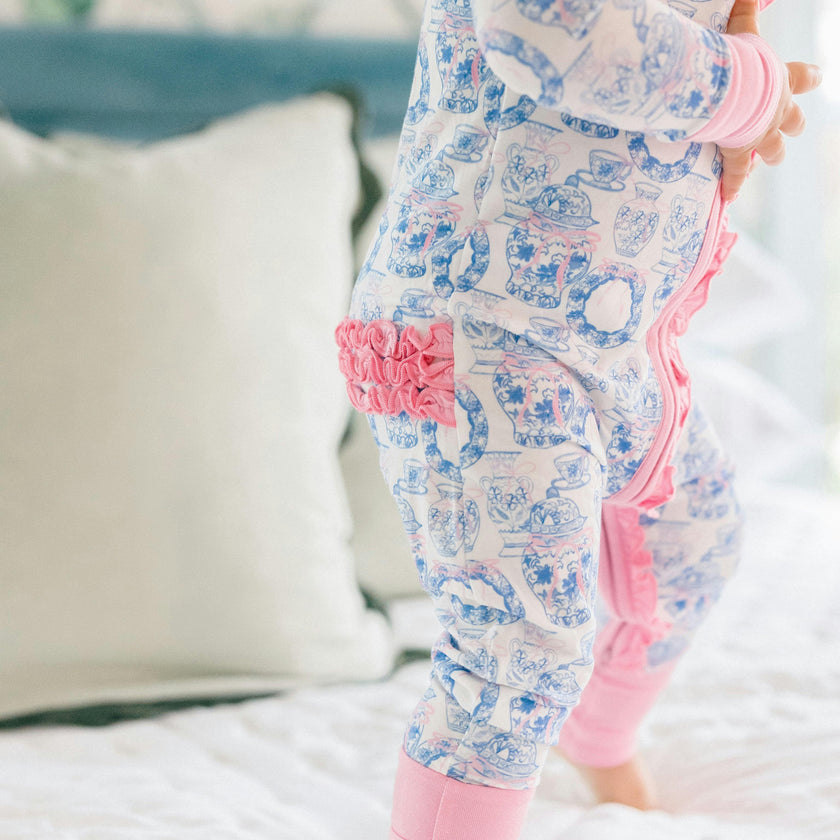 Porcelain Bamboo Ruffle Romper