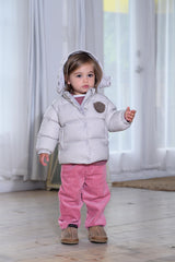Baby Jacket with furry patch - Stone