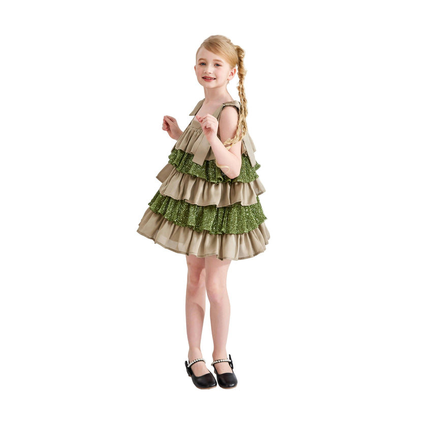 Green Bellamy Ruffle Sequin Dress