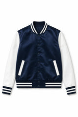 Valley Satin Varsity Jacket Navy & White
