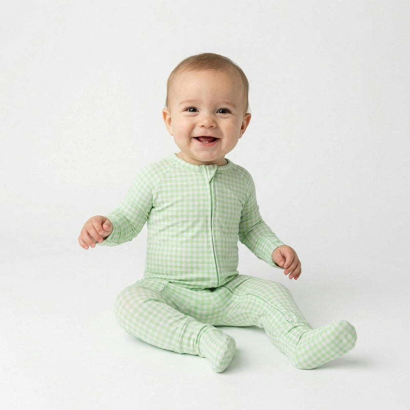 Pistachio Gingham Bamboo Sleeper