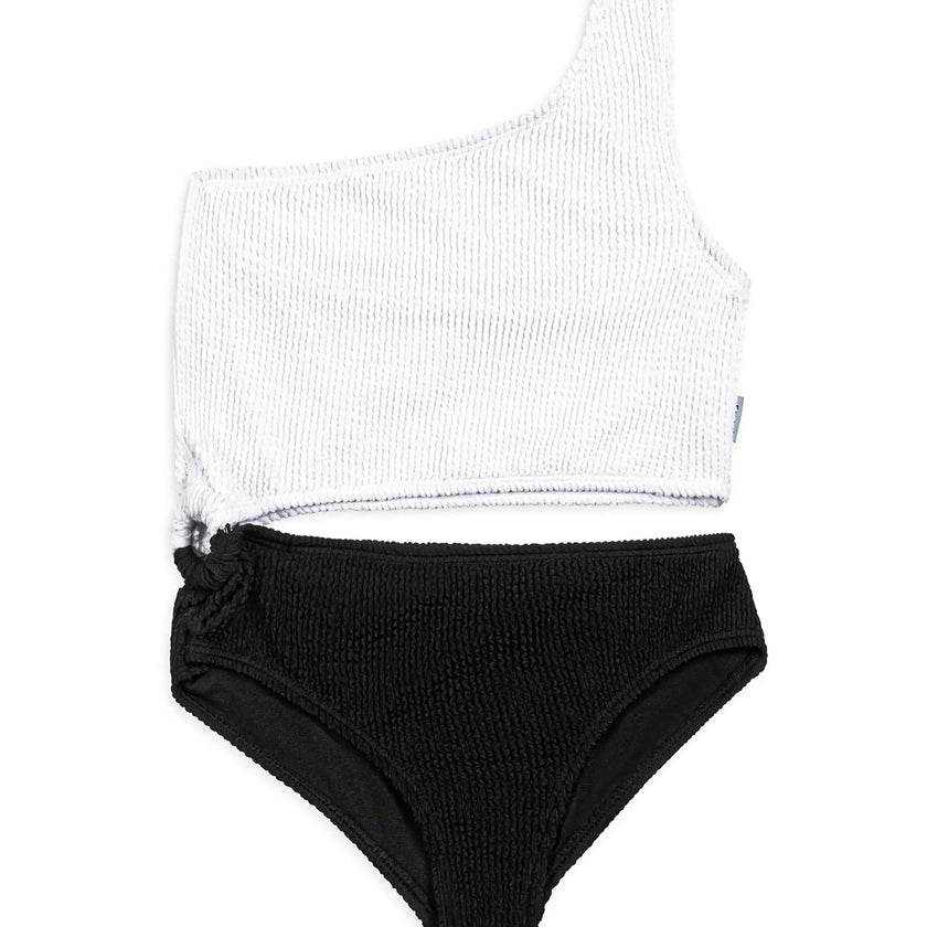 Dina Crinkle Side Cutout One Piece Swimsuit